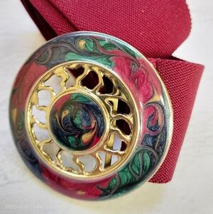 Artisan Red Belt with Gold Enamel Buckle